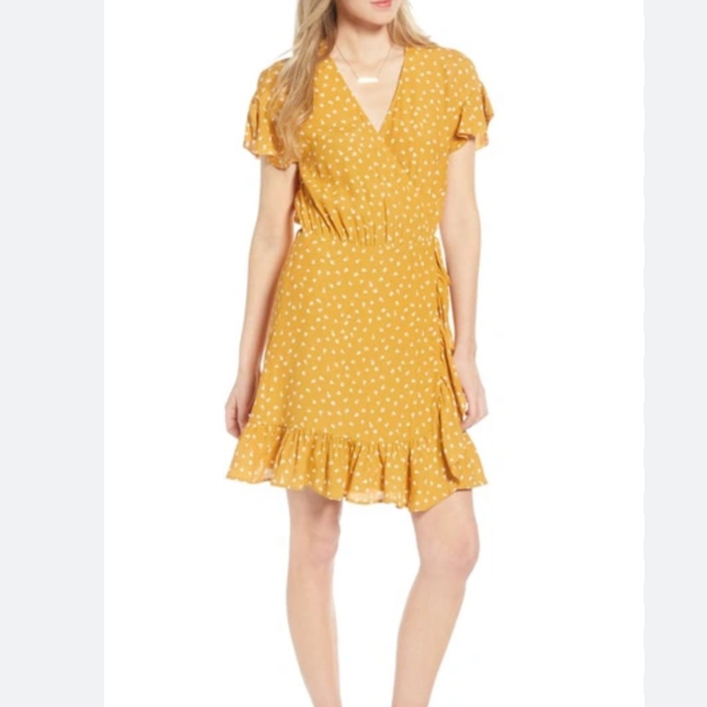Rails Mustard Yellow Printed Wrap Dress